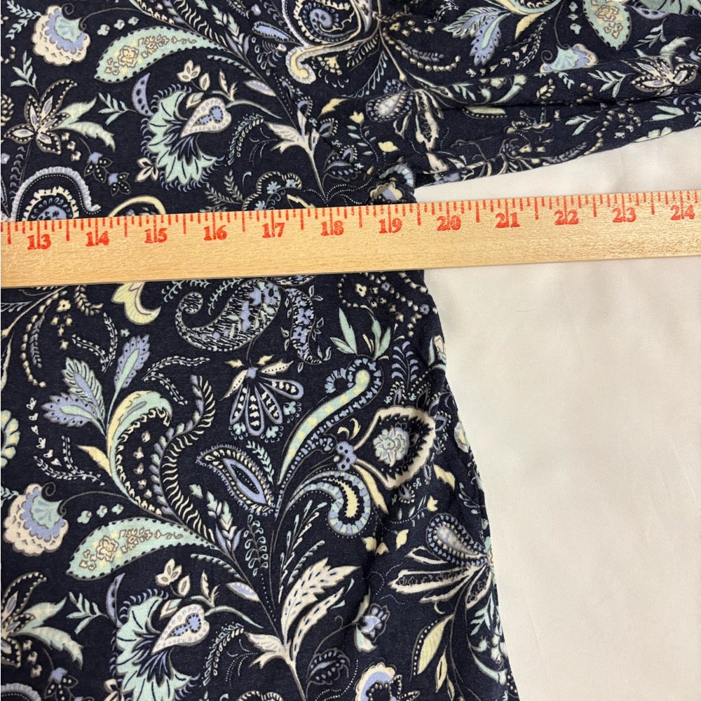 J.Jill Petite Medium Navy Blue Paisley Tunic Top 3/4 Sleeve Soft Cotton Modal - Picture 5 of 9